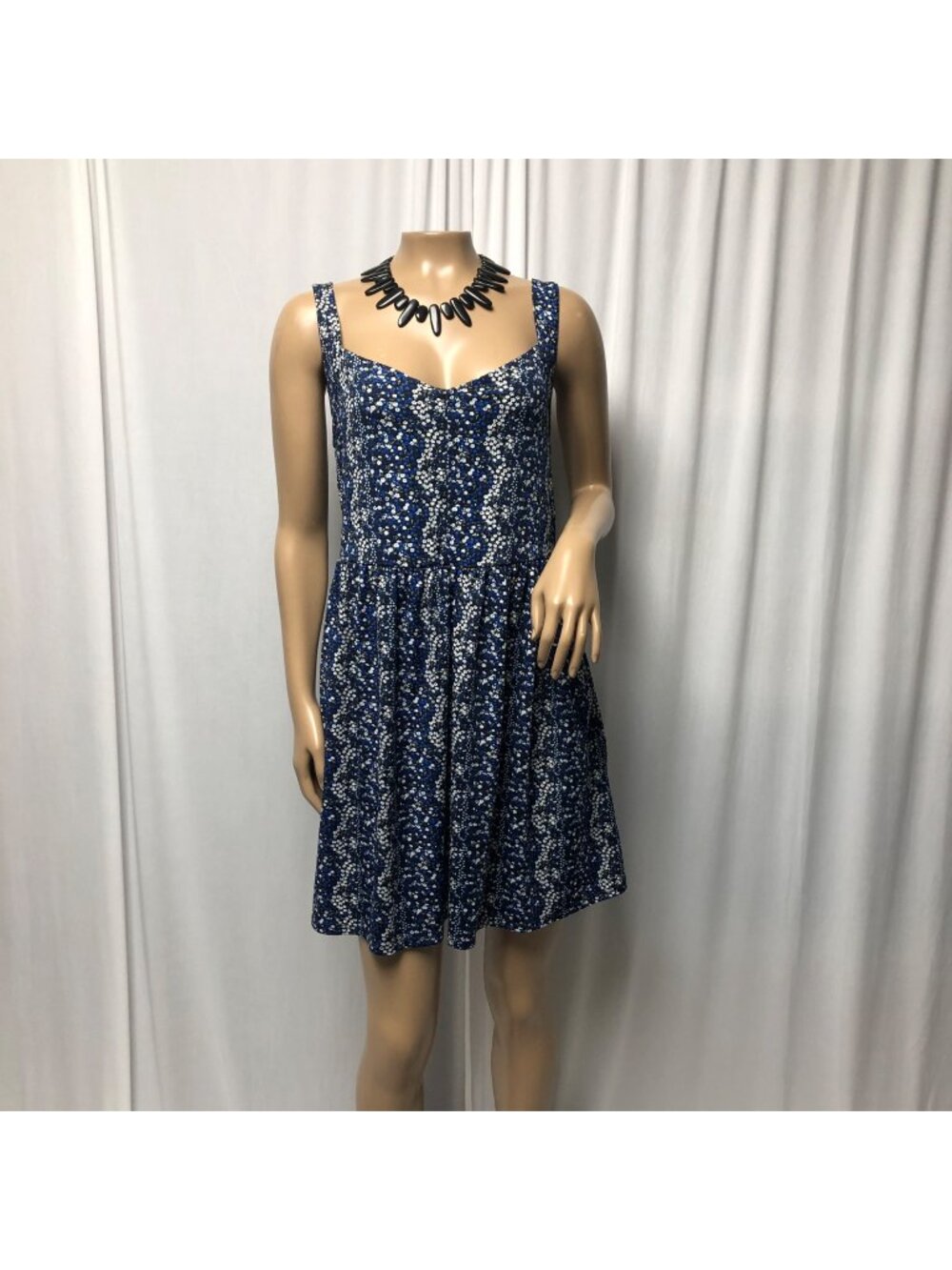 BeBop Dress Womens Size XL Blue Floral Fit and Flare Skater Stretchy Sleeveless
